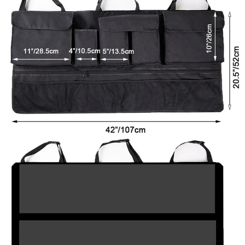 Kofferraum-Organizer mit mehreren Taschen, zum Aufhängen der Rücksitz-Aufbewahrungstasche mit 9 Taschen, wasserdichtes Oxford-Gewebe, universelle Aufbewahrungstasche