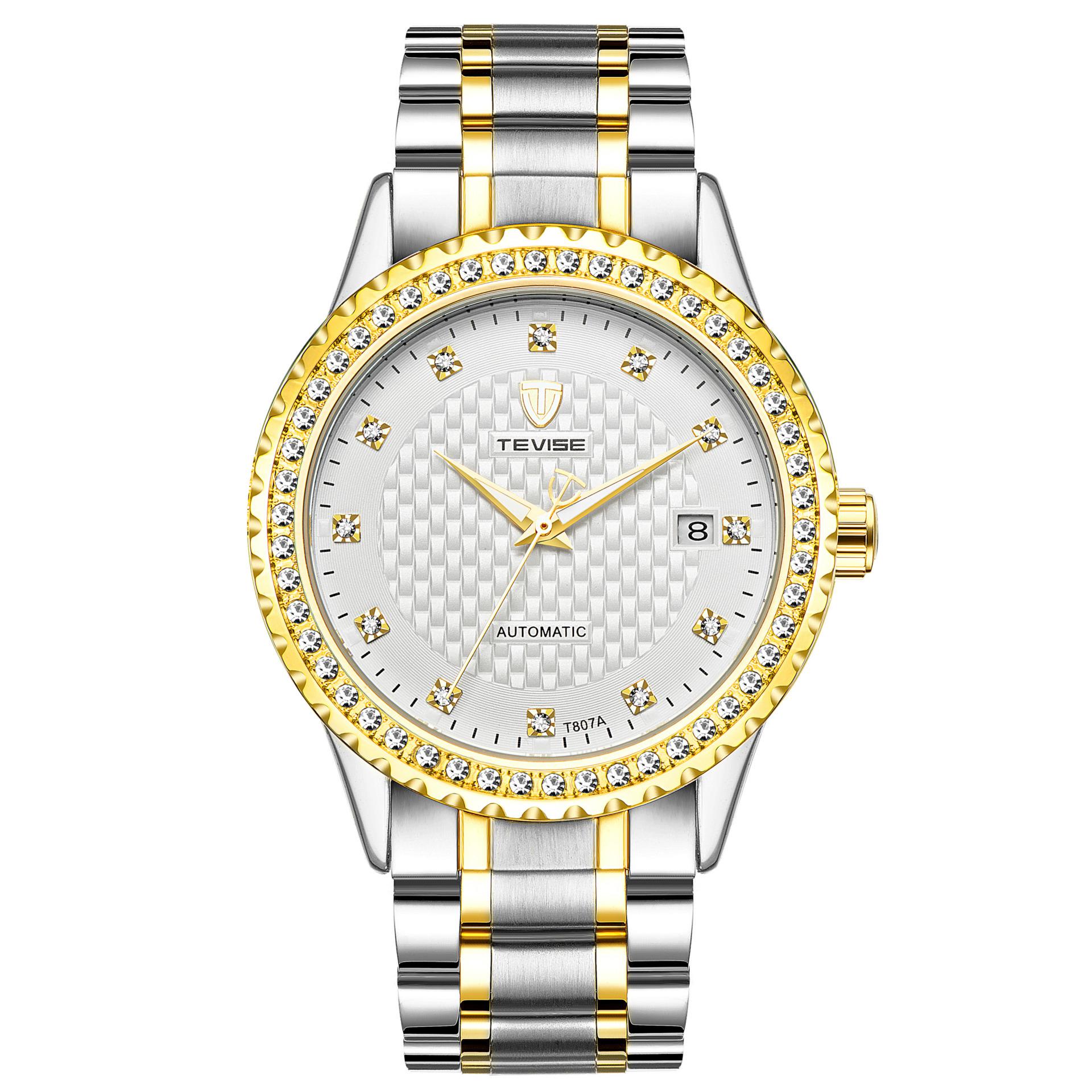 TEVISE Men s Gold Diamond Automatic Watch - Business Casual Style