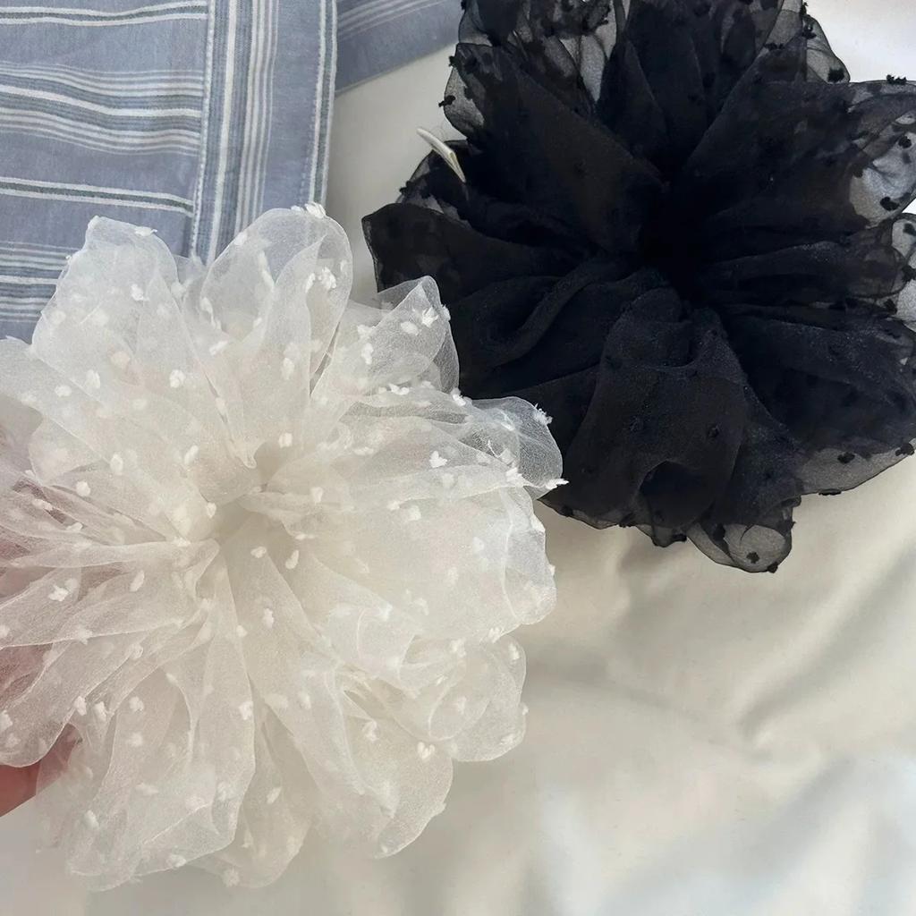 Large Women Lace Scrunchies Elastic Hair Band Ponytail Holder Tie Hair Hoop Scrunchy Rubber Band Women Hair Accessories Headwear