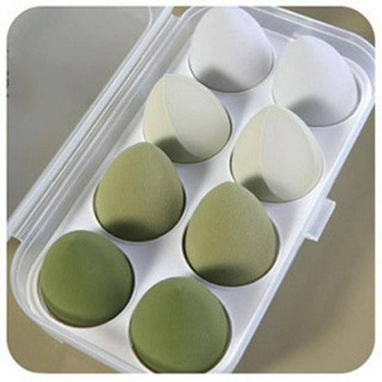 Gradient Makeup Sponge Set with 8-Compartment Storage Box - Beauty Tool for Foundation Application