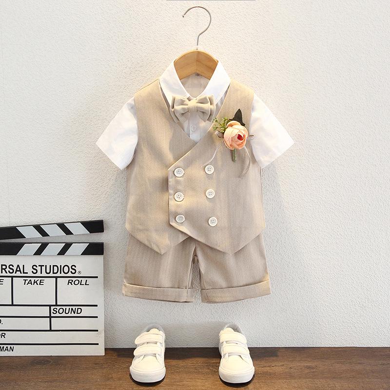 Boys' British Style Summer Suit - Baby's First Birthday Formal Wear, Wedding Flower Boy & Piano Performance Outfit