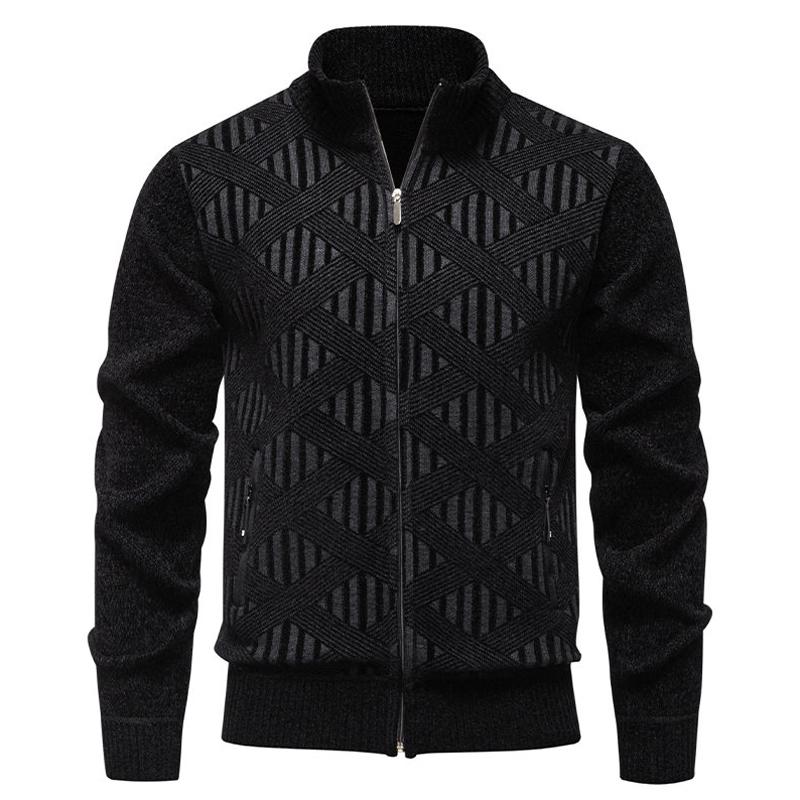 Autumn Winter Stand Collar Knit Cardigan Men Korean Style Warm Casual Men's Knitted Sweater Coat