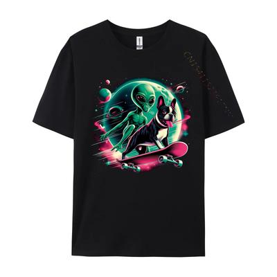 Space Skateboard Alien T Shirt Casual Tshirts Tops Tees For Men Fashionable 100 Cotton Cool T Shirts