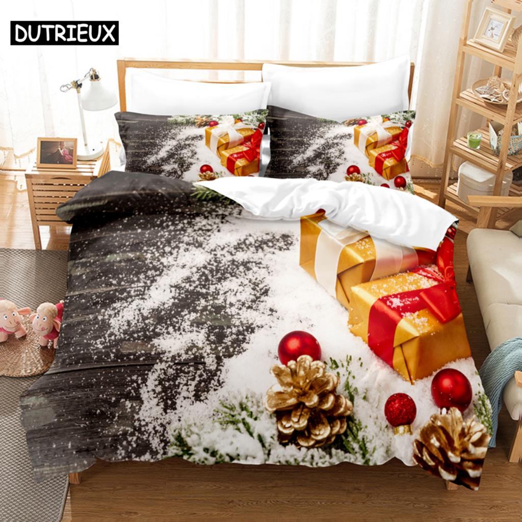 Christmas Quilt Cover Set King Size Duvet Cover Bedding Set 3Pcs 2Pcs 220X240 For Single Double Bed Full Twin 200X200 Bed Thin