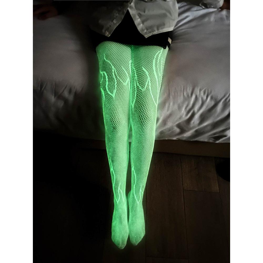 Glowing Fishnet Stockings Glow in The Dark Hollow Out Pantyhose Fashion Fishnet Tights