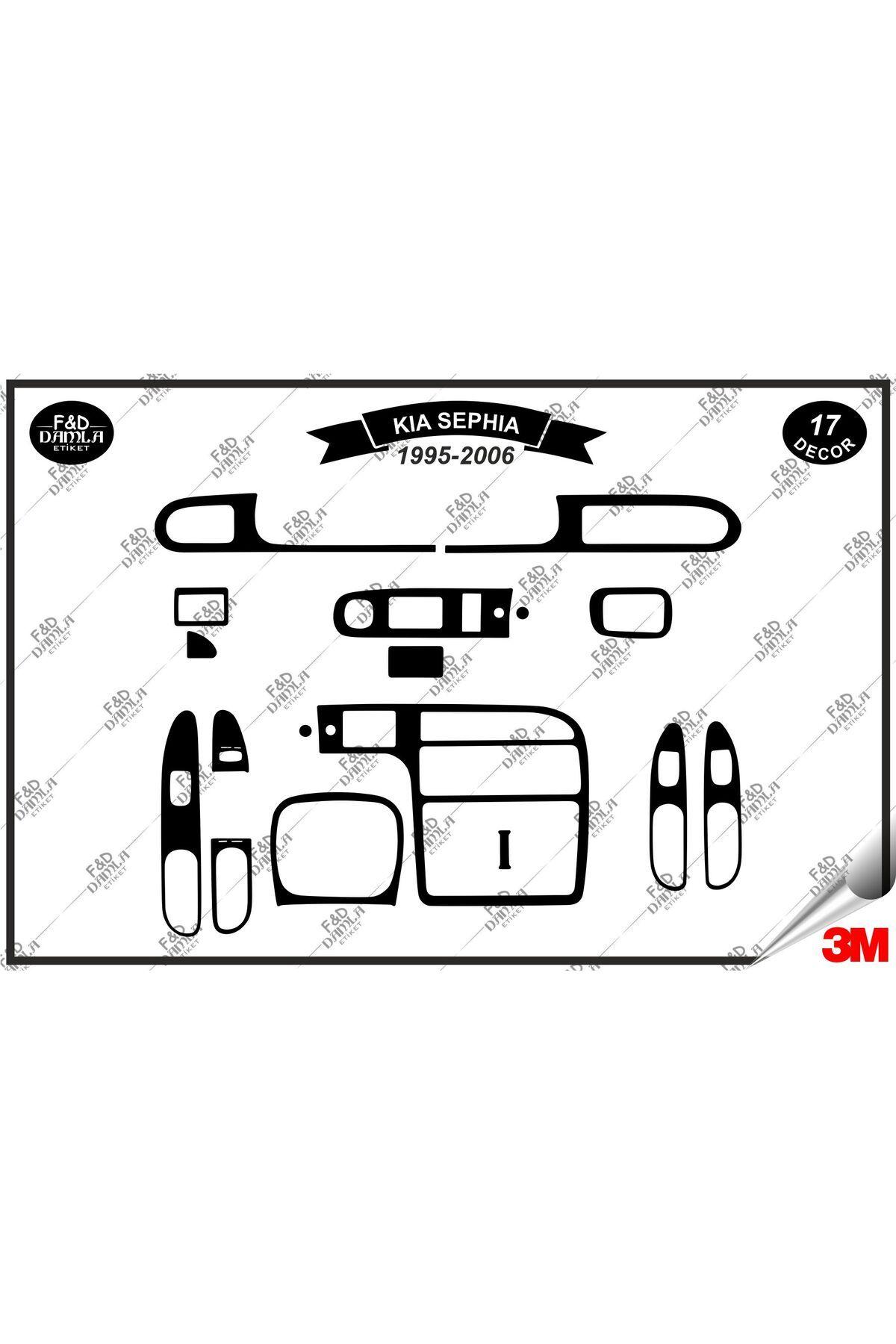 

Kia Sephia 1995-2006 Torpido Konsol Trim Göğüs Maun Kaplama Set 17 Parça Siyah