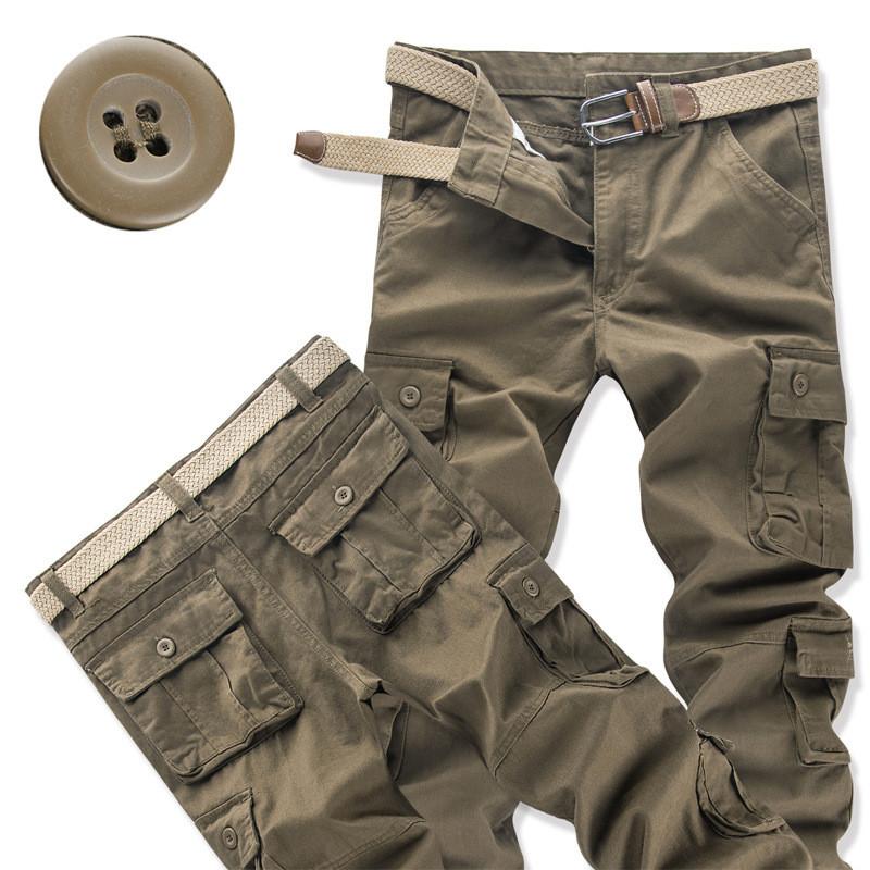 Cargo Pants Men Workwear Cotton Multipocket Durable Casual For Autumn Season