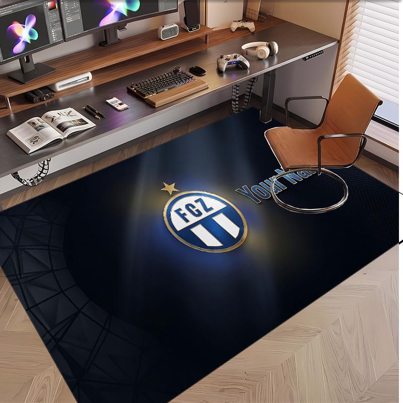 Personalized Crystal Velvet Carpet FC Zürich Pattern Non Slip Floor Rug