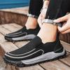 Fashion Cloth Surface Mesh Breathable Sleeves Casual Men's Flat Shoes 2025 Summer Thick Soled Slip on Comfortable Lightweight Sneakers
