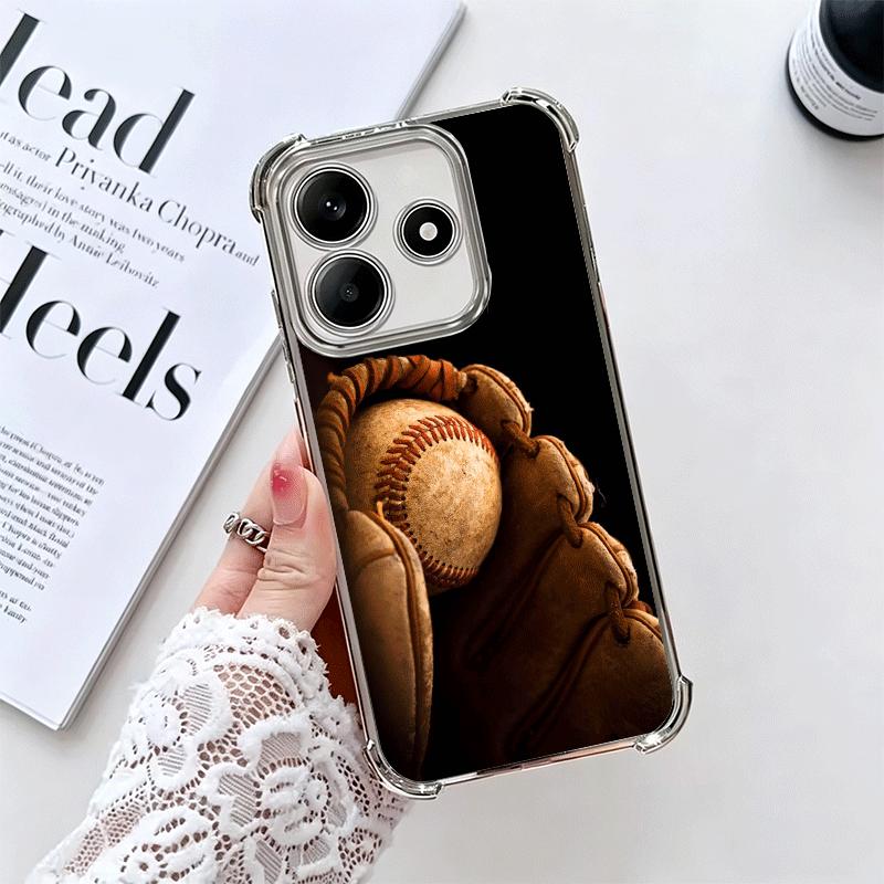 Baseball Sport Plating Phone Case For Xiaomi Redmi Note 14 15 Pro Plus 13 12 11 11S 11T 10 9S 9 5G Anti-Fall Airabag Cover