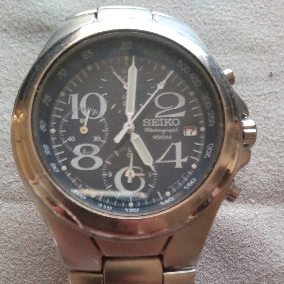 SEIKO Seiko Chronograph 100M Men s Watch Black Dial Real Estate