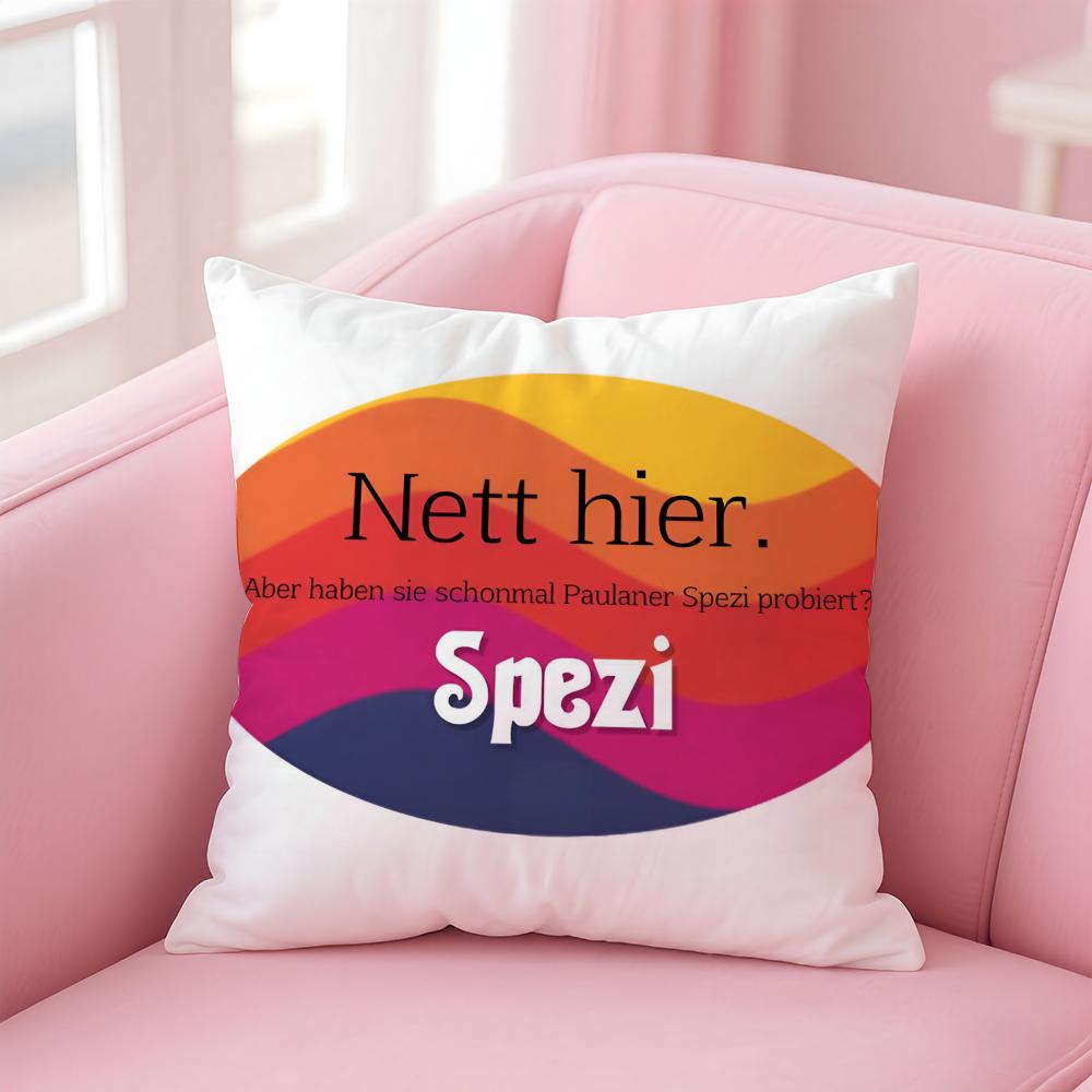 Classic PPaulaner Spezi Logo Cushion Cover Pillowcase Short Plush Invisible Zipper Room Sofa Cushion Cover