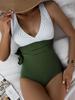 Damebadedrakt i ett stykke, Damefargeblokkert suspender, Sexy ryggløs bikini