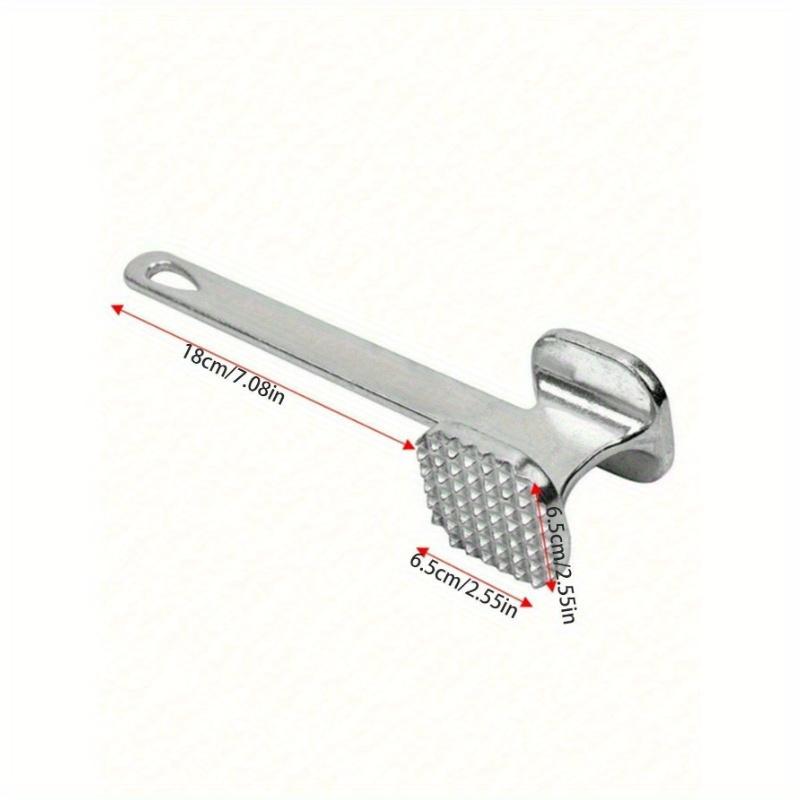 1pc Double-Sided Tenderizer Mallet Steak Hammer Aluminum Alloy Steak Cooking Tool Silver