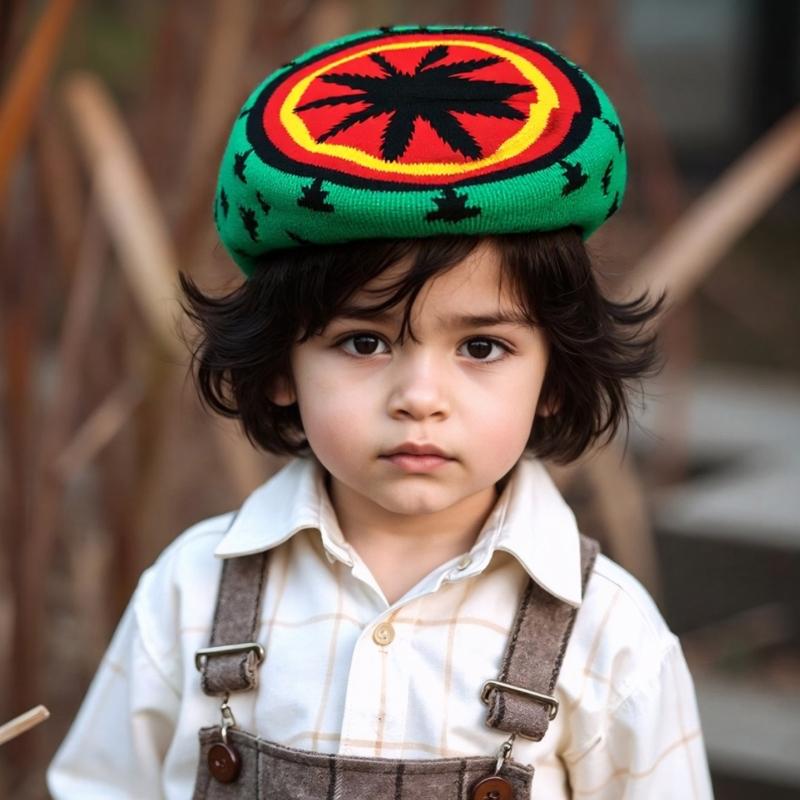 Traditional Jamaican Beret Hat Rainbow Color Knitted Pullover Reggae Hat For Women Men Everyday Wear Comfortable