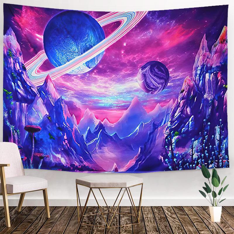 VIKAMA Kosmisches Pilz Element Wandteppich Wasserdicht und Maschinenwaschbar Wohnzimmer & Schlafzimmer Musikdekor Wandbehang