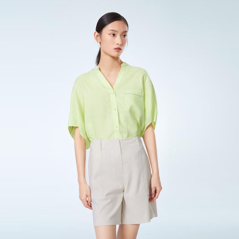 OVV Women s Linen Short Sleeve Bead Chain Shirt XS