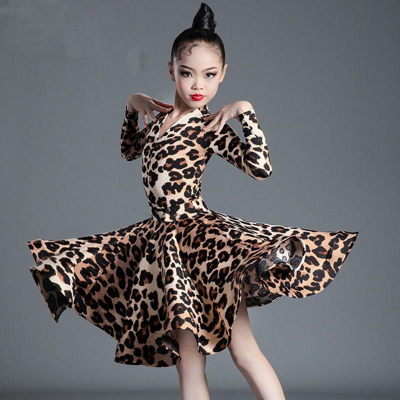 Children's Latin Dance  Girls' Dance Practice Dress Latin Dance Dress Long Sleeve Competition Split Dress Women's Perfo