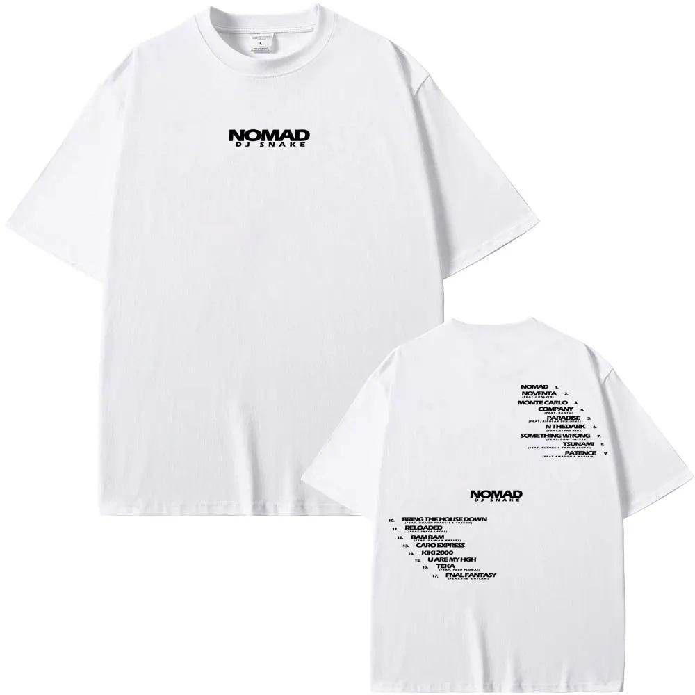 dj snake T-SHIRT Nomad Official Tracklist Graphic Printing 100%Cotton High Quality Tee-shirt Summer O-neck FemaleMale Tees