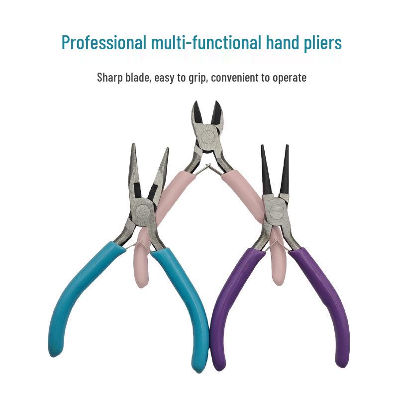 Three-Piece Colorful Jewelry Pliers Set: Multi-Functional Needle-Nosed, Oblique, and Round-Nosed Pliers for DIY Handmade Projects