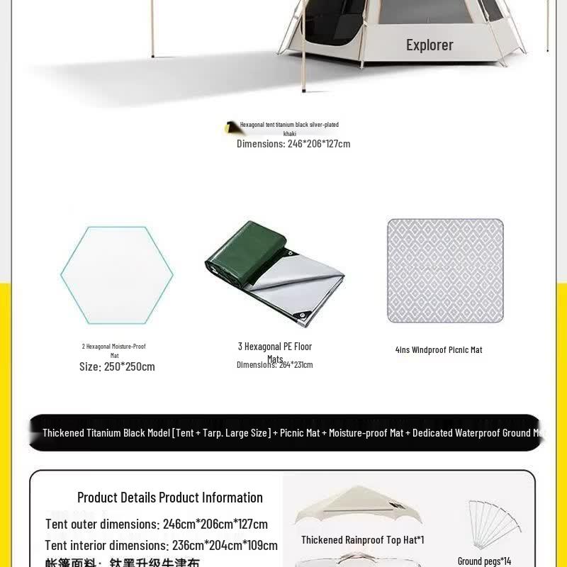 Explorer 2-in-1 Automatic Folding Camping Tent & Tarp