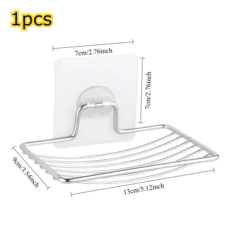 

1pcs Tray Simple Soap Storage Rack in Home Bathroom Accessories Stainless steel Rack Wall Mounted Soap Rack Drainage Soap срібний