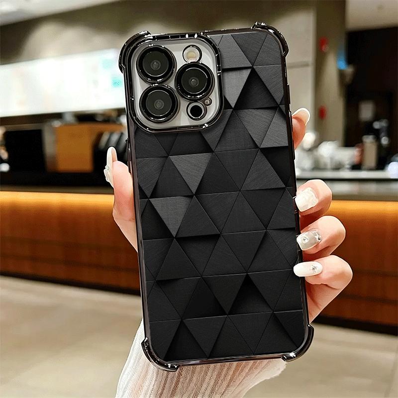 Carbon Fiber Cool Pattern Plating Phone Case For Iphone 16 17 Pro Max Air 16E 14 15 Plus 12 13 Mini Anti-Fall Airabag Cover