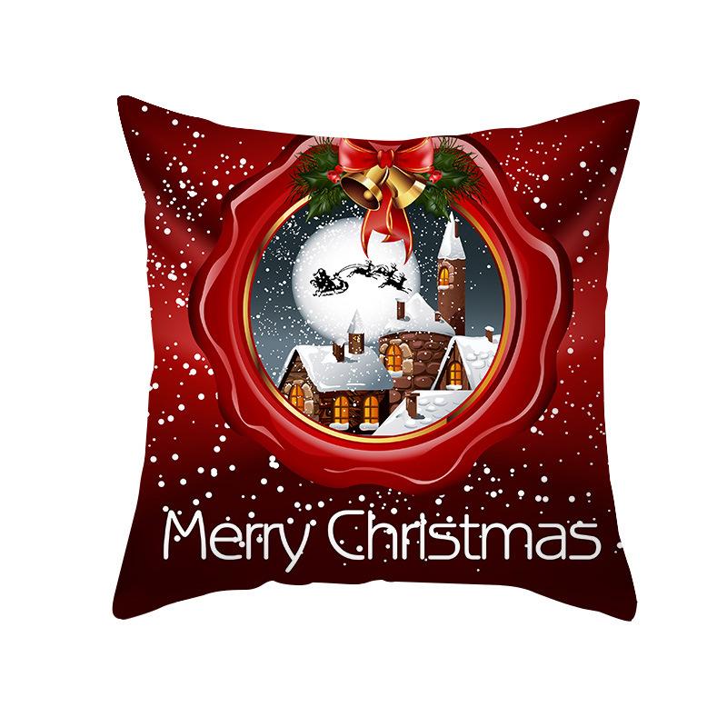 Christmas Pillow Cover Ultra Soft Short Plush Printed Home Fabric Sofa Cushion Cover Living Room Decoration Pillow Cover