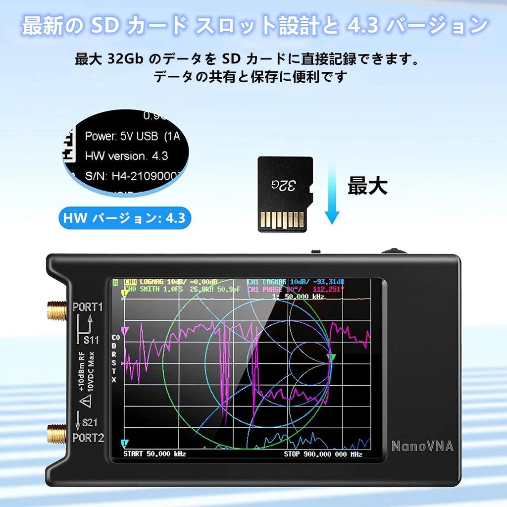 NanoVNA-H4 V4.3 Vector Network Analyzer, 10k-1.5GHz HF, VHF, UHF, SWR Measurement, S-Parameter, VSWR, Phase, Delay, Smith Chart Measurement, 4-inch