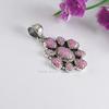 Hot Pink Opal Cluster Pendant, Anniversary Pendant, Heart Shape Multi Stone Pendant, 925 Sterling Silver Pendant, Fire Opal Pendant