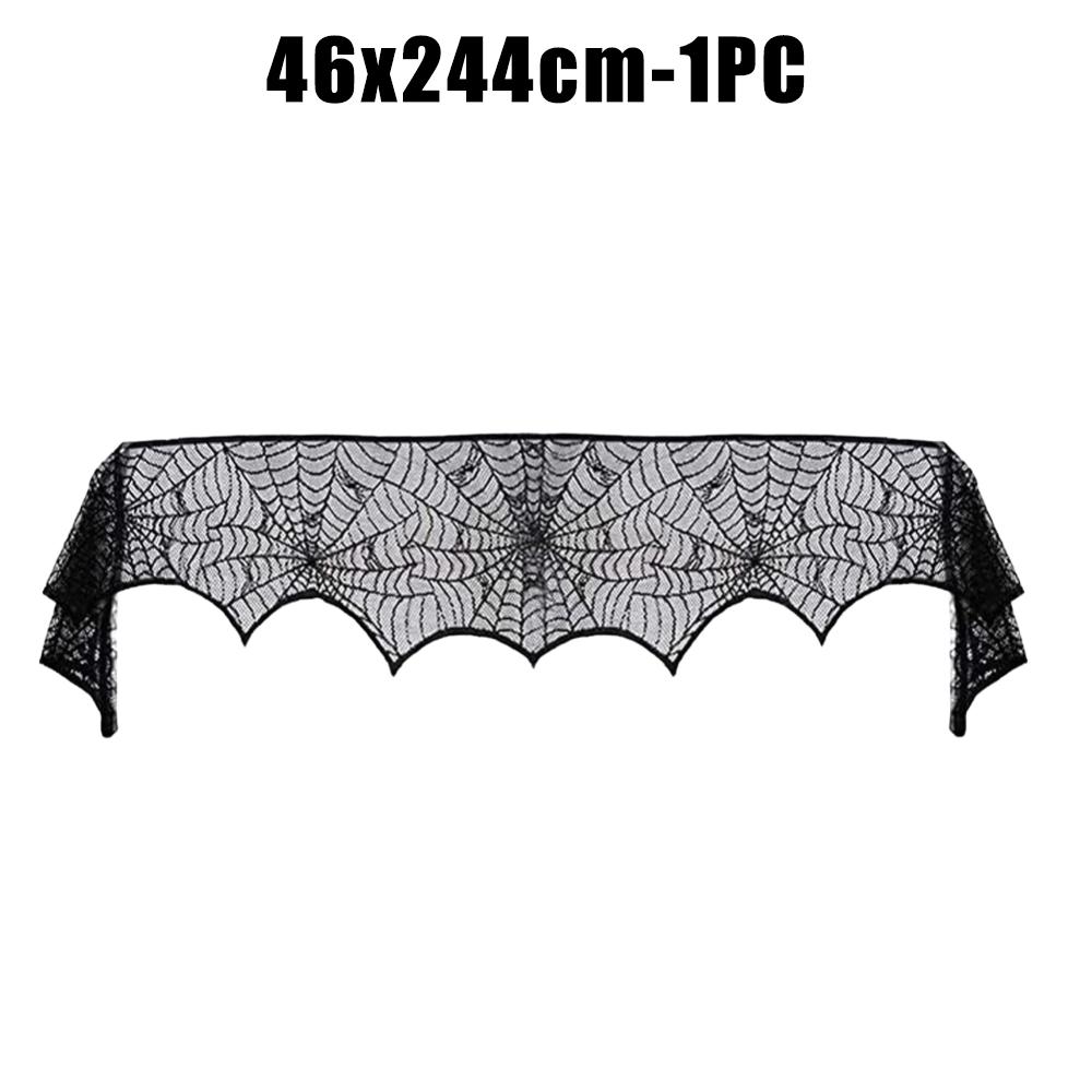 Halloween Black Lace Tablecloth Spider Cobweb Cover LuoluoHouse Elegant Horror Masquerade Party Scary Movie Night Table Decor