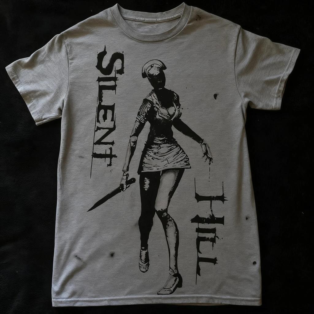 2026 Summer New Style Silent Hill Men's T-shirt Fashionally Popular Men's and Women's Same Style Round-neck Printed T-shirt