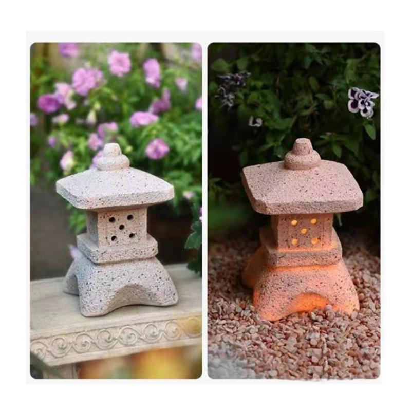 M-Modern-Garden Accessory Ornament Solar Powered Resin Pagoda Lantern Palace Lanterns Tower Statue Solar Lamp Garden Decor B Eas