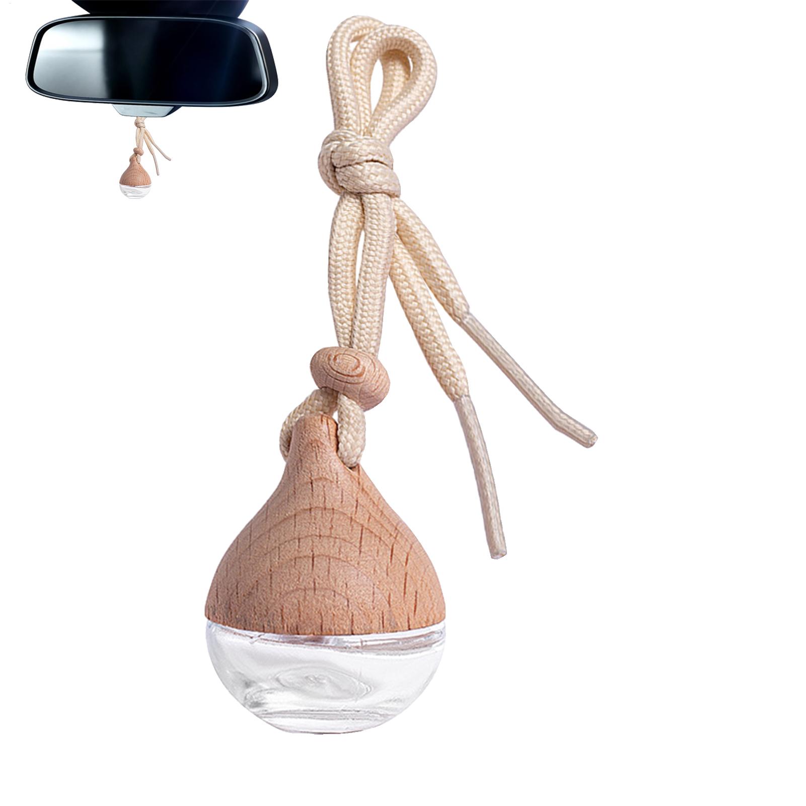 Car Air Freshener Empty Bottle Water Drop Perfume Bottle Wooden Transparent Glass Car Perfume Lanyard Car Interior Accessories CN