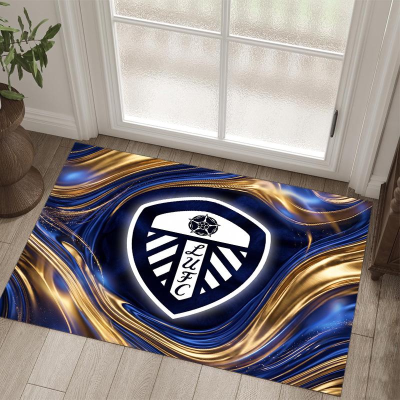 Leeds United Football Design Crystal Velvet Carpet Cozy Non?Slip Printed Rug For Bedroom Living Room Entrance