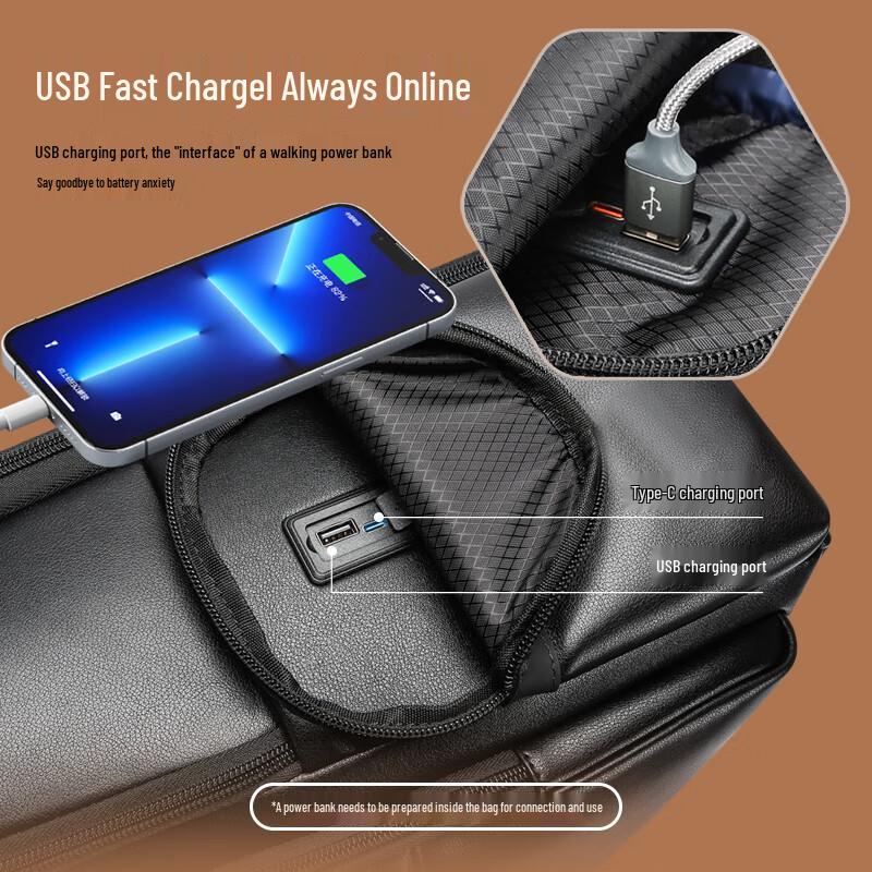 BoPai Men's Top-Grain Leather 16-inch Laptop Business Backpack