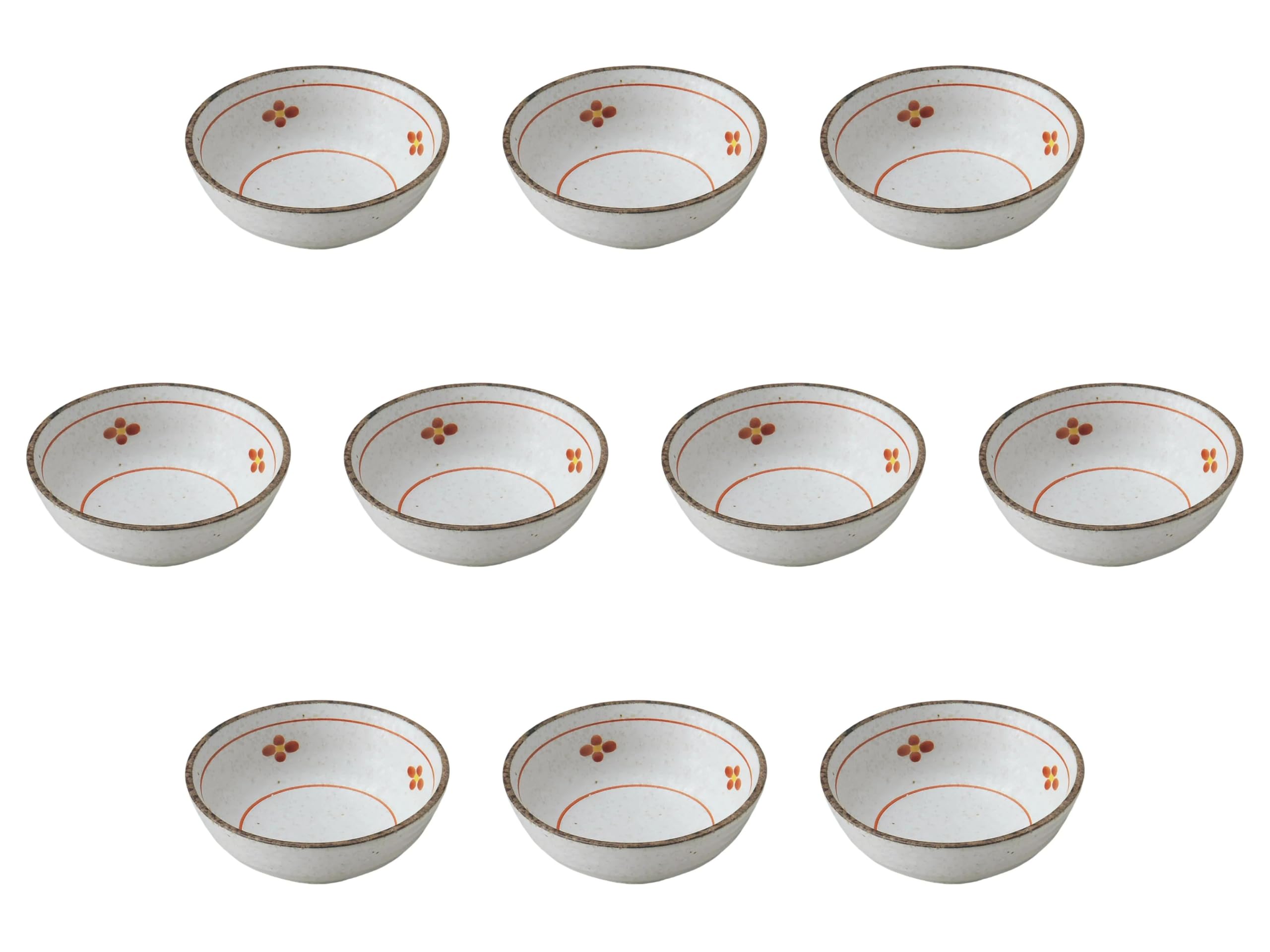 

Set of 10 Rusted Plum Blossom Round Bowls x Shokado Setomonohonpo [10 3.6 cm]