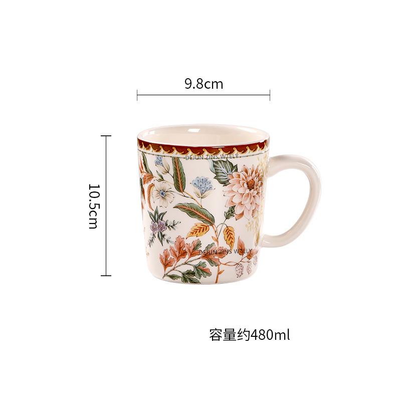 French Ceramic Plates Exquisite Flower Pattern Steak Cake Dishes Household Fruit Plates Household Noodle Bowls Ceramic Tableware