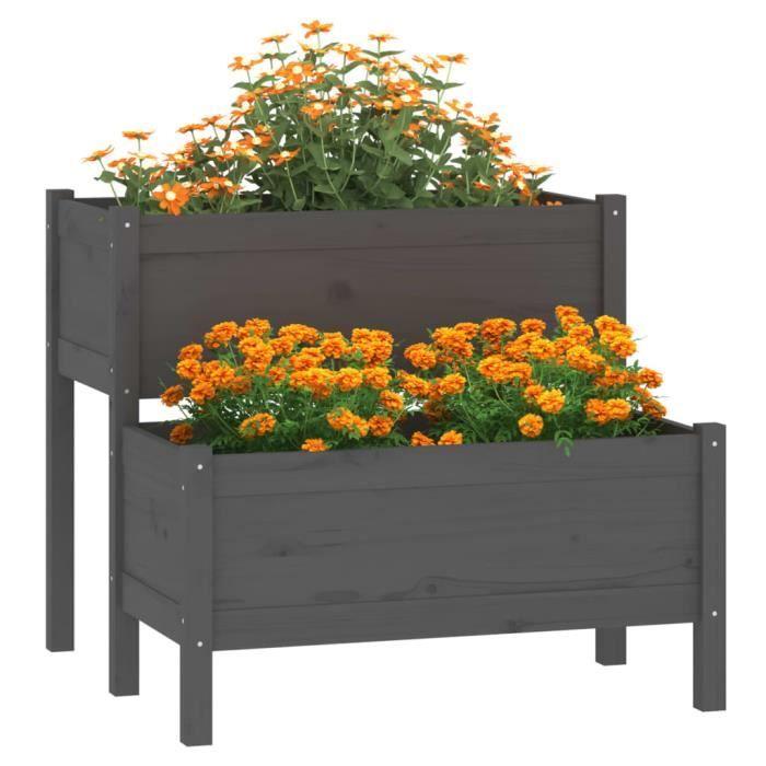 822259 vidaXL Planter Grey 84.5x84x75 Cm Solid Pine Wood
