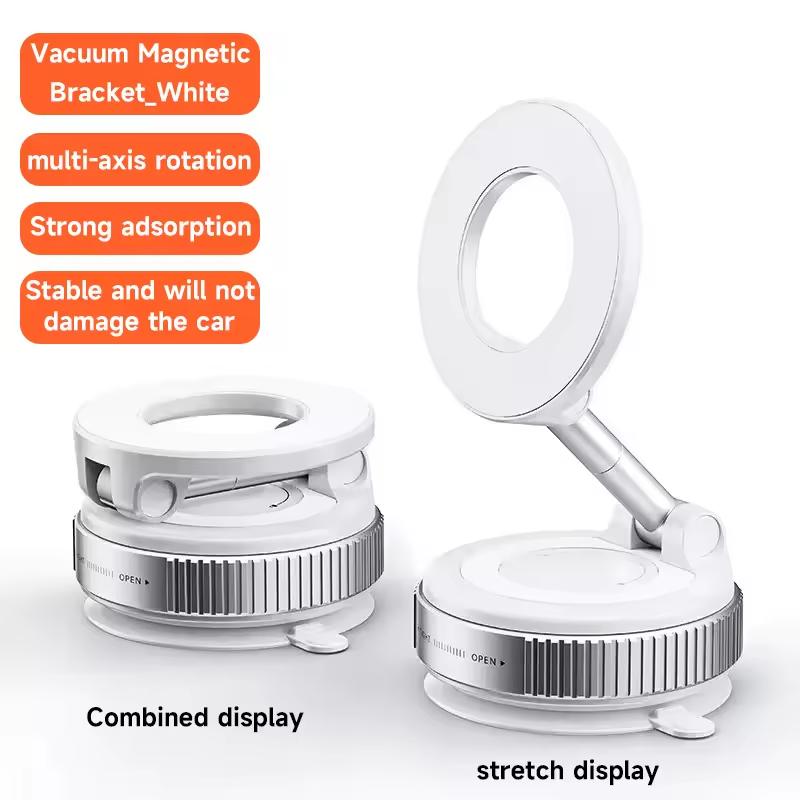 

Magnetic Car General Phone Holder Vacuum 360° Rotable And Foldable Smartphones Holder Suitable For iPhone Huawei Xiaomi Samsung білий