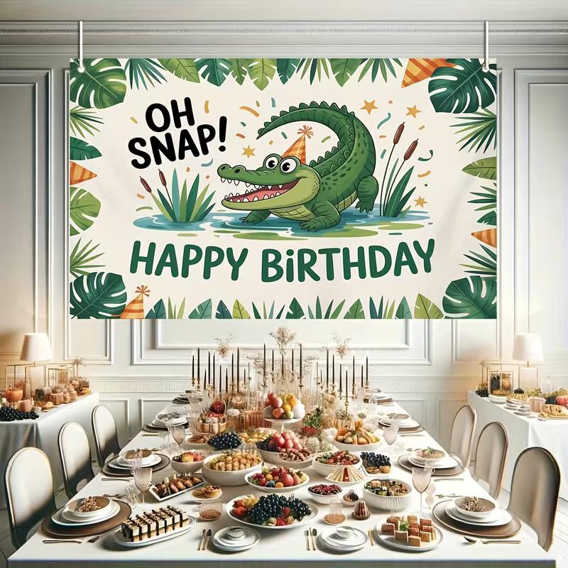 2D Crocodile "Oh Snap!" Happy Birthday Photography Background Cloth