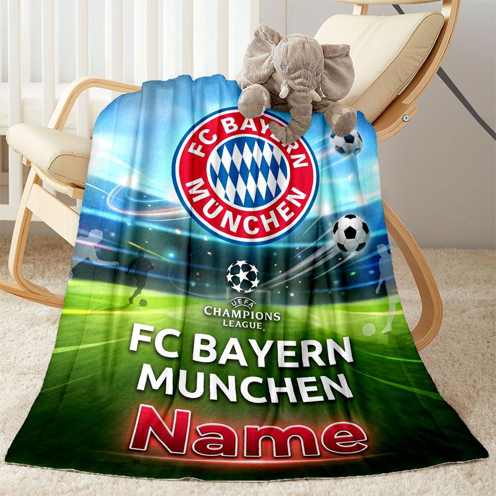 Bayern Munich Soccer Poster Customize Your Name Blanket Cozy Personalized Blanket Comfortable Perfect for Office Chair Bedding Nap Livingroom