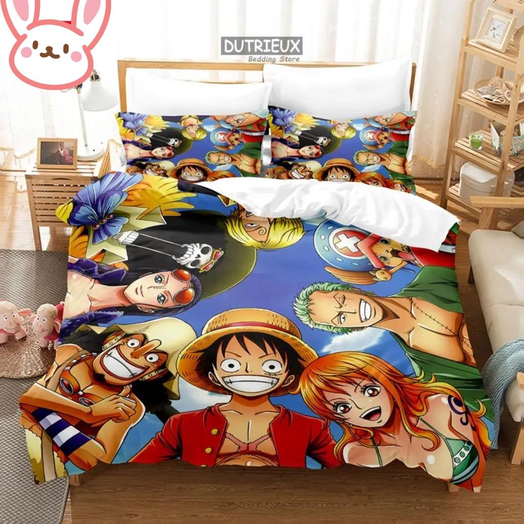 3D Heißer Verkauf Einteiliges Bettbezug-Set Luffy Sauron Anime Bettwäsche-Set Bettbezug mit 2 Kissenbezügen Schlafzimmer-Dekoration Teenager Beste Geschenke