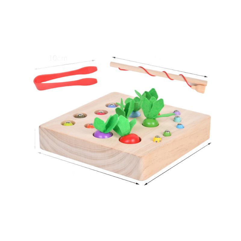 Magnetic Wooden Fishing & Carrot Game - Early Education Puzzle for Hand-Eye Coordination