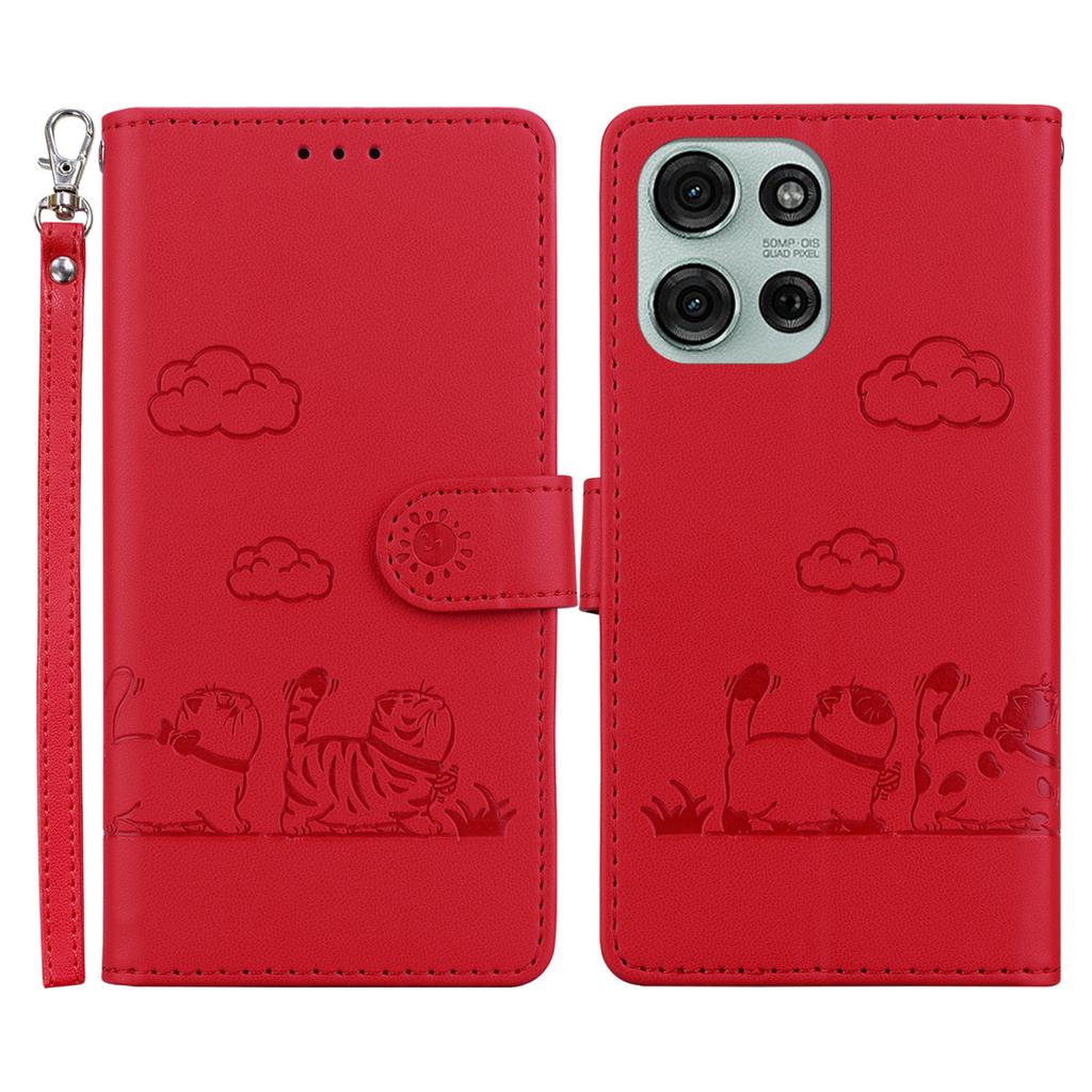 For Motorola Moto G75 5G Case RFID Blocking Kitten Pattern TPU+PU Leather Phone Cover