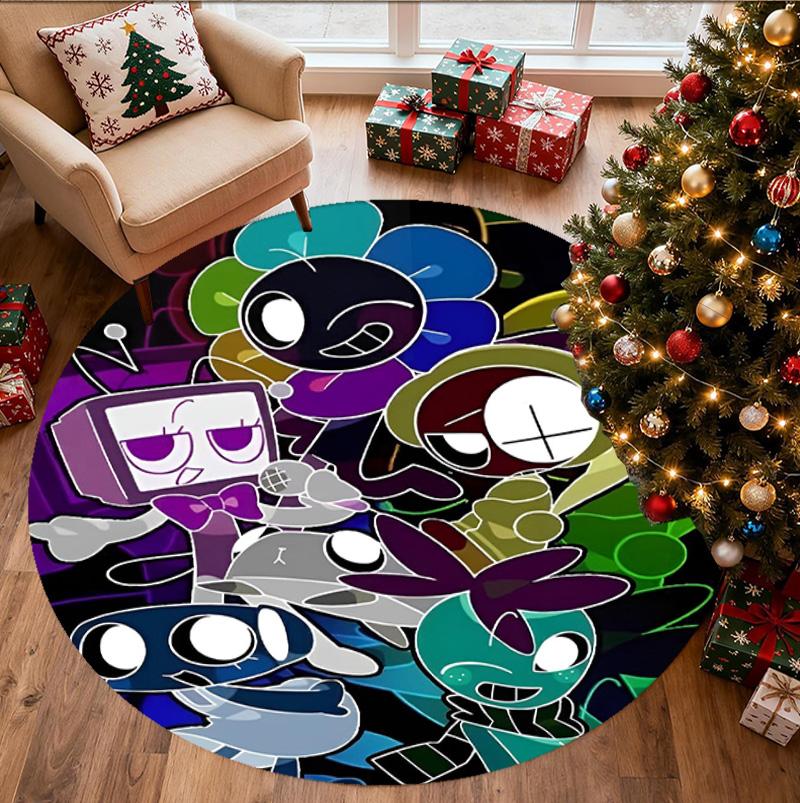 Dandy's World Pattern Round Rug, Indoor/Outdoor Mat, for Picnic, Gameroom, Bedroom, Office, Living Room, Home Decor Carpet, Birthday Gift