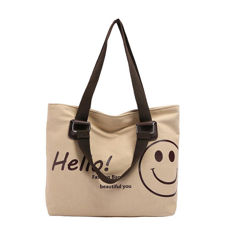 Trendy Korean Canvas Large Tote Bag For Women 2024 New Spacious Shoulder Bag