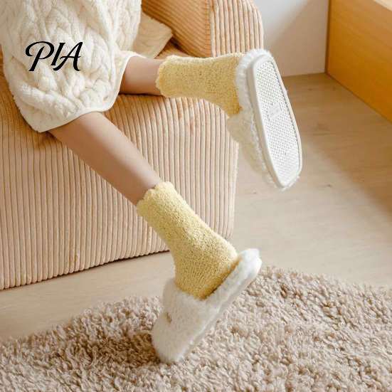 Cute Macaron Color Warm Socks Thickened Plush for Women, Thermal Sleep Socks, Coral Fleece Cozy Pajama Soft House Floor Winter Autumn Cold Weather