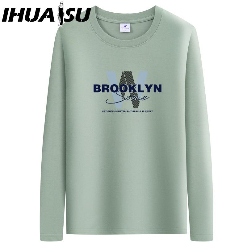 IHUASU Spring and Autumn Men's Long-sleeved T-shirt Men's O-collar Bottoming Shirt Men's Top Clothes T-shirts