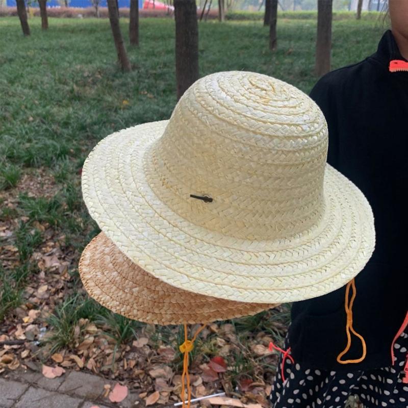 Cappello a visiera con tesa larga per bambina bambino unisex uncinetto paglia naturale cappello da contadino per bambini cappello Panama cappello a visiera per bambini